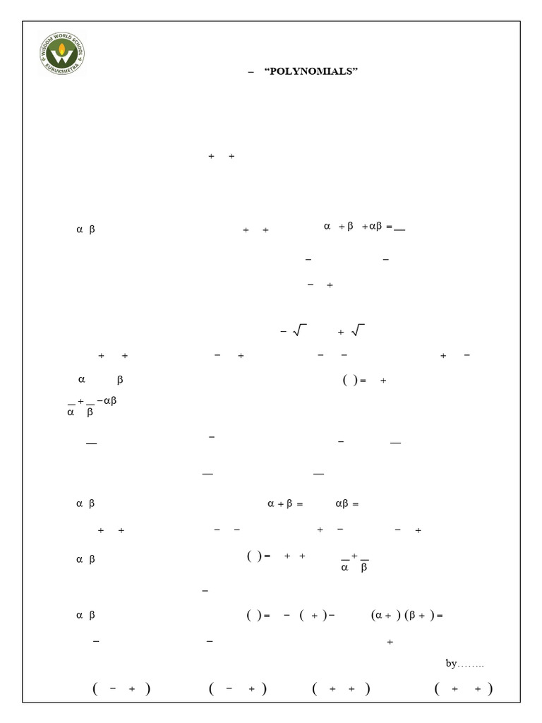 Polynomial Equations Practice Questions | PDF | Quadratic Equation ...