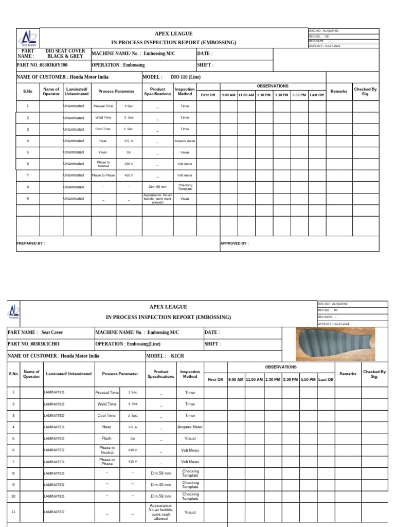 In Process Inspection Report -Printing | PDF | Mechanical Engineering ...