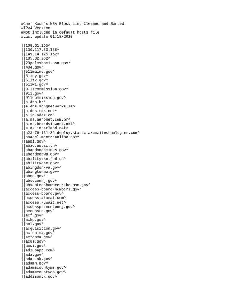 NSA Block List Update 01/2020 | PDF