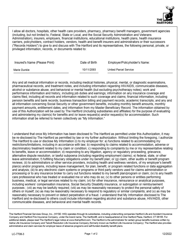 Authorization for Information Disclosure | PDF | Insurance | Employment
