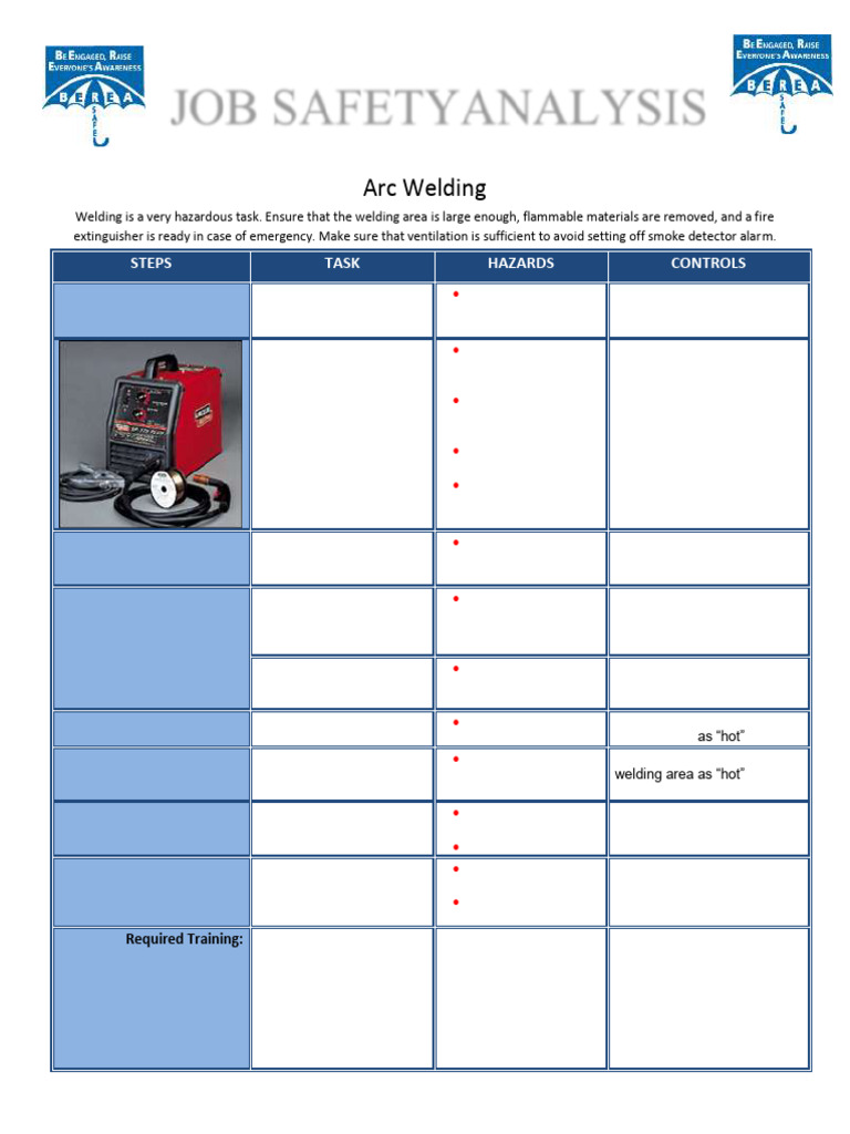 Arc Welding Job Safety Analysis Guide | PDF | Welding | Construction
