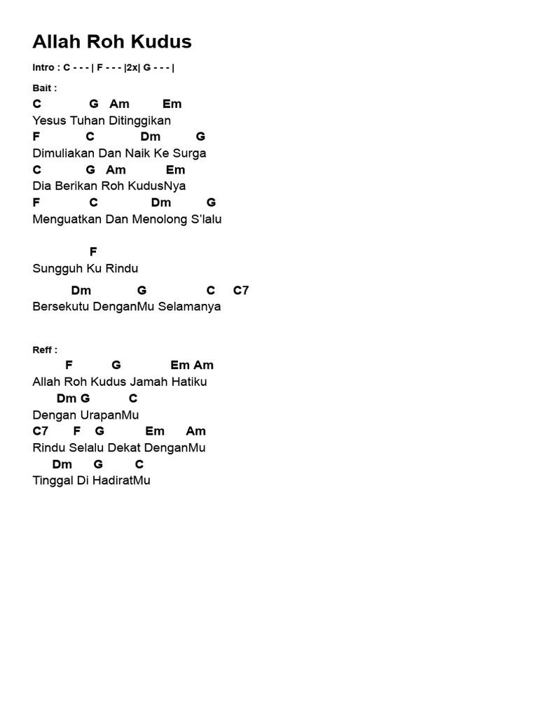Lirik dan Chord Lagu Rohani | PDF