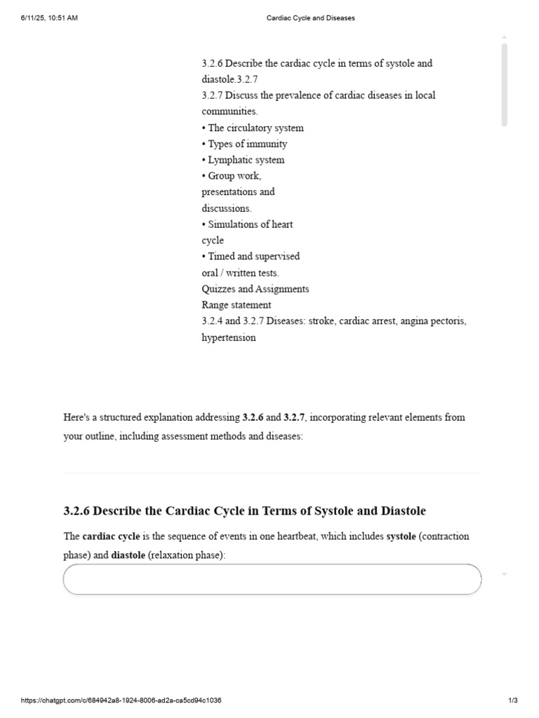 Cardiac Cycle and Diseases | PDF | Diastole | Heart