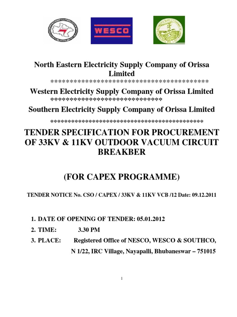 33kv 11kv Outdoor VCB | PDF | Specification (Technical Standard ...