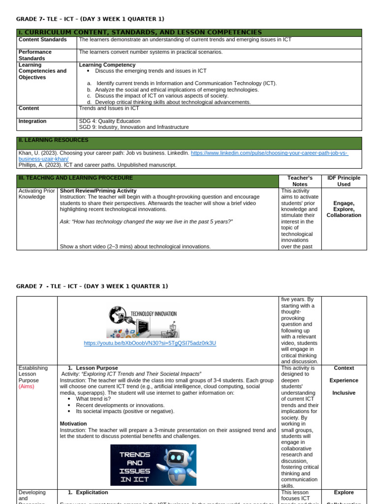 Grade 7 ICT Trends and Issues Overview | PDF | Educational Technology ...