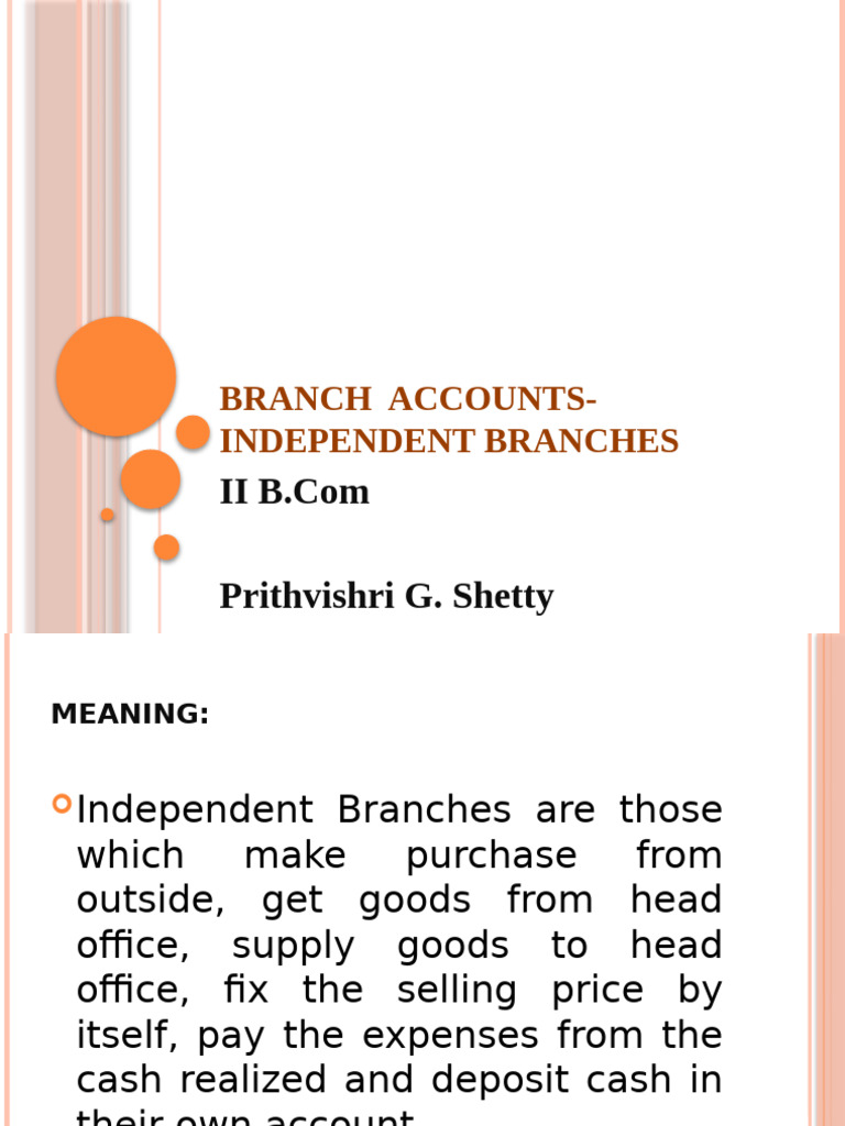 Understanding Independent Branch Accounts | PDF