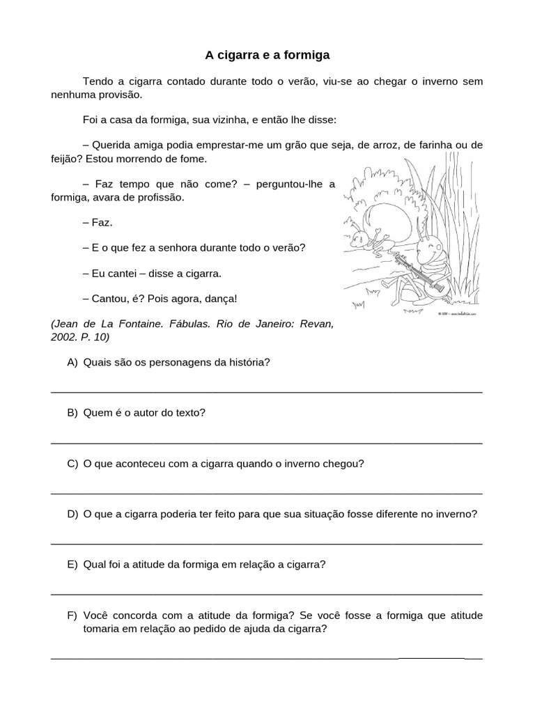 Interpretação de Texto Fábulas | PDF