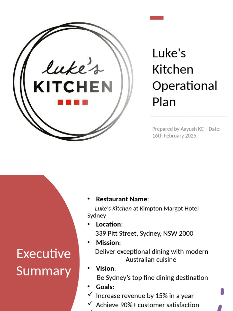 Luke's Kitchen Operational Plan 2025 | PDF | Restaurants | Performance ...
