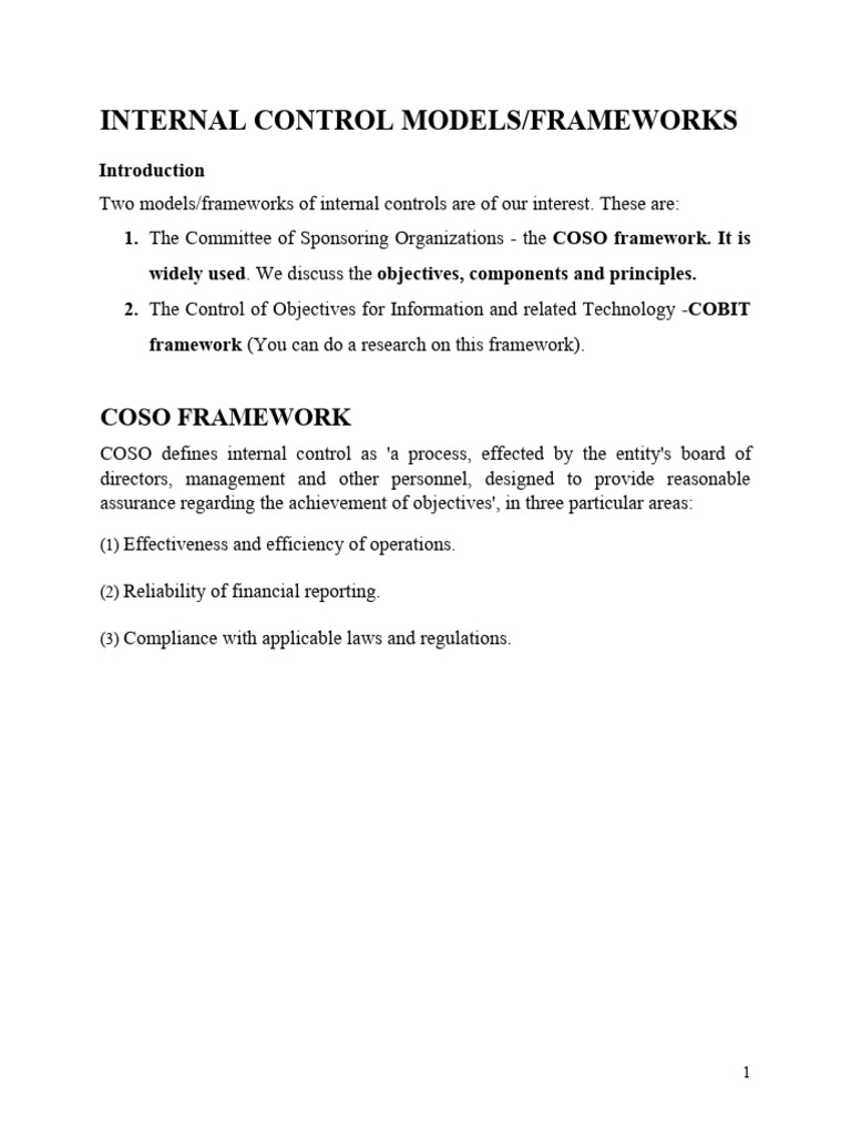 Lesson 3 - Elements of Internal Controls - COSO Framework | PDF ...