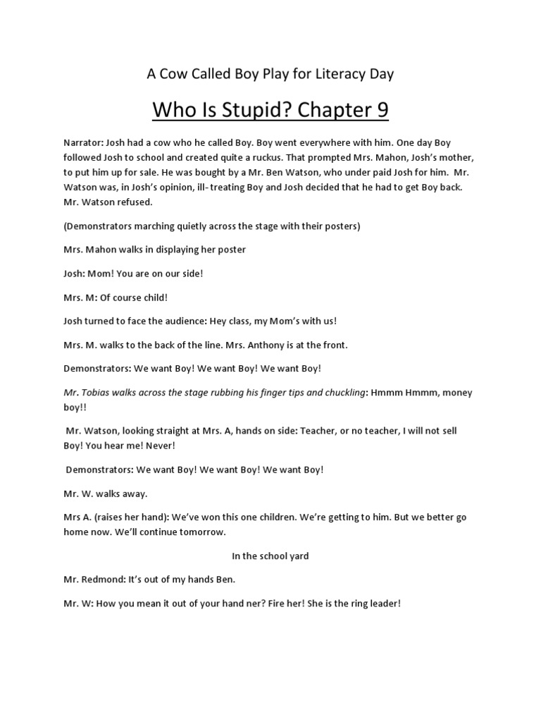 A Cow Called Boy Play for Literacy Day Leisure