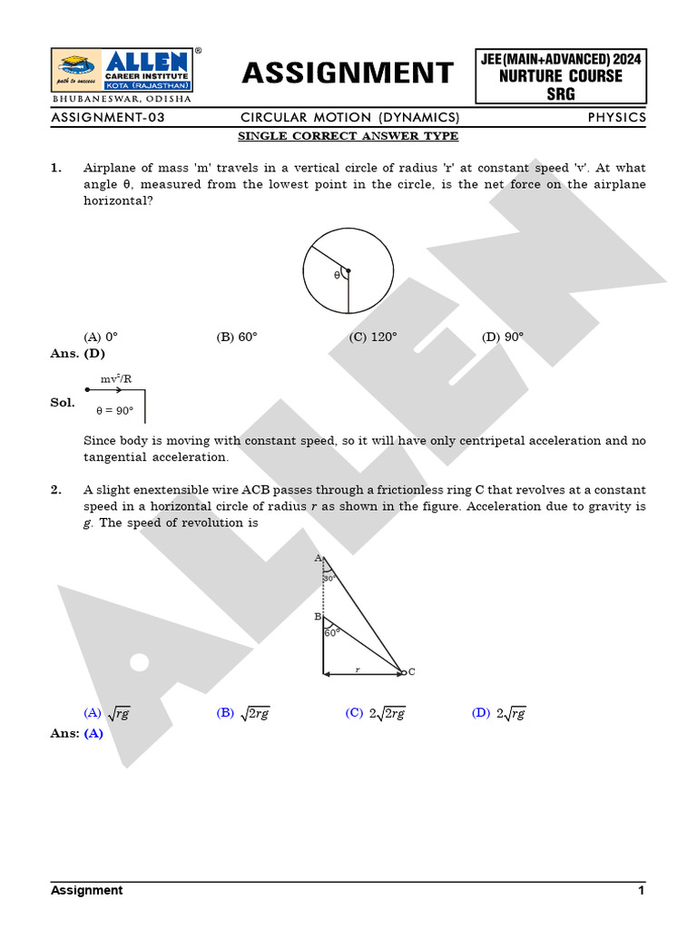 Dynamics of Circular Motion Problems | PDF | Acceleration | Physical ...