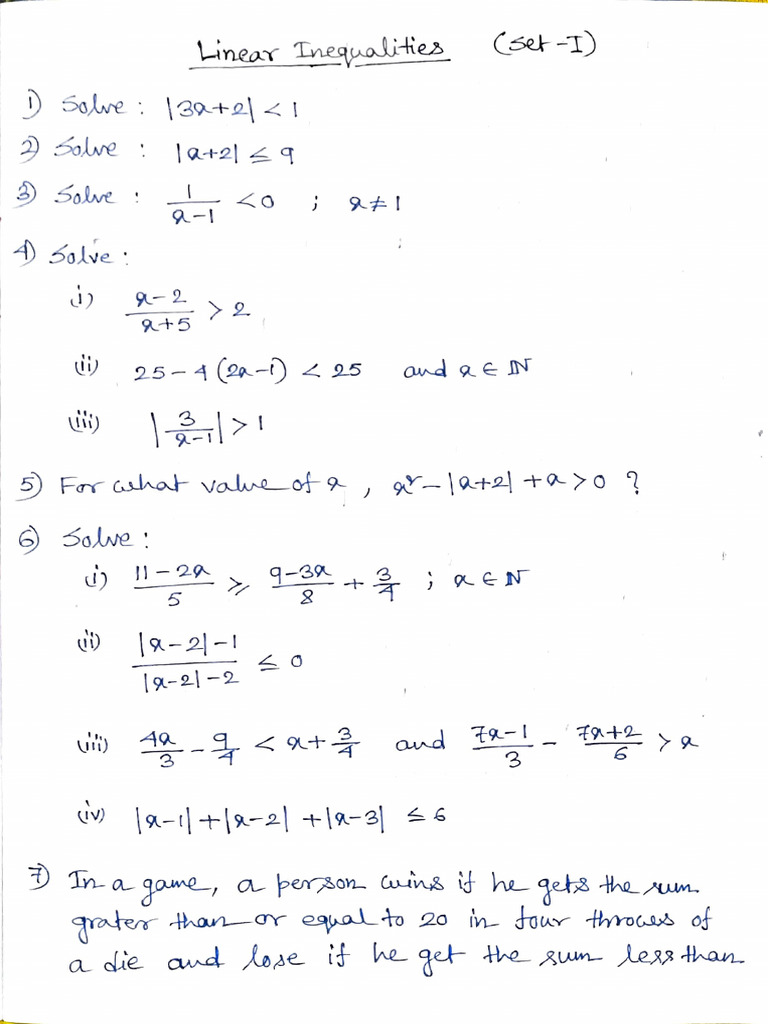 Linear Inequality Question Set | PDF