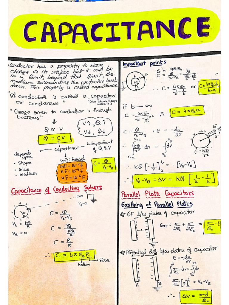 Capacitance Short Notes | PDF