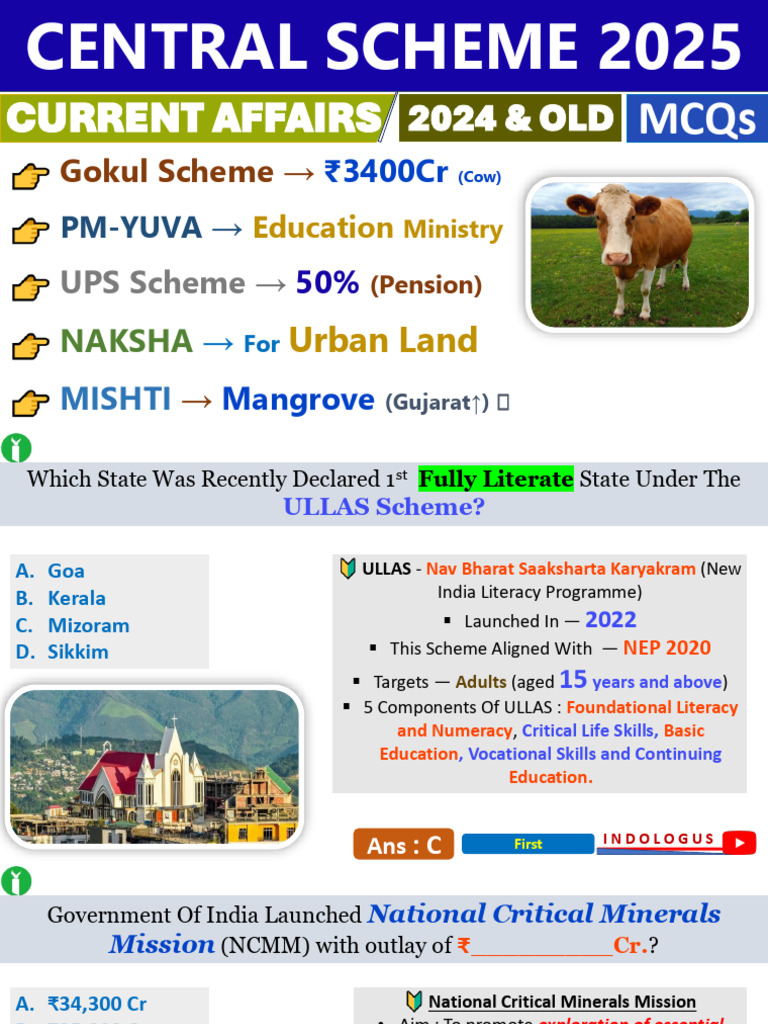 Central Government Schemes 2025 Overview | PDF | Economy Of India ...