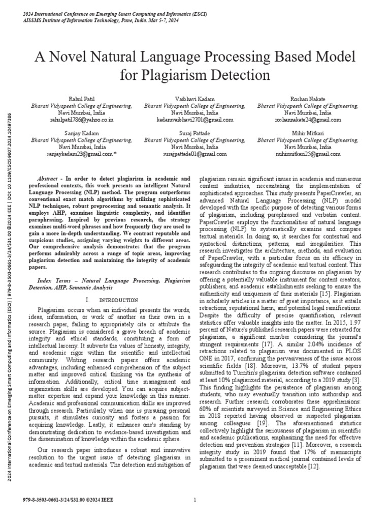 Advanced NLP Model for Plagiarism Detection | PDF | Plagiarism ...