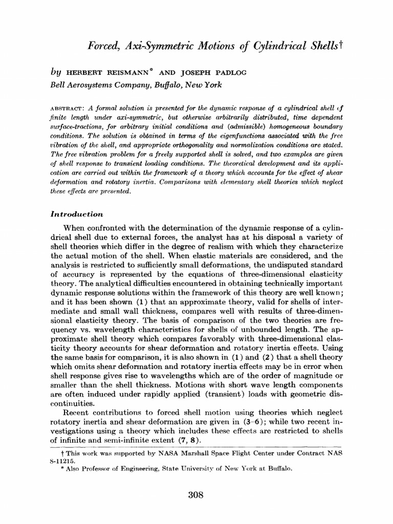 Dynamic Response of Cylindrical Shells | PDF | Bending | Rotation