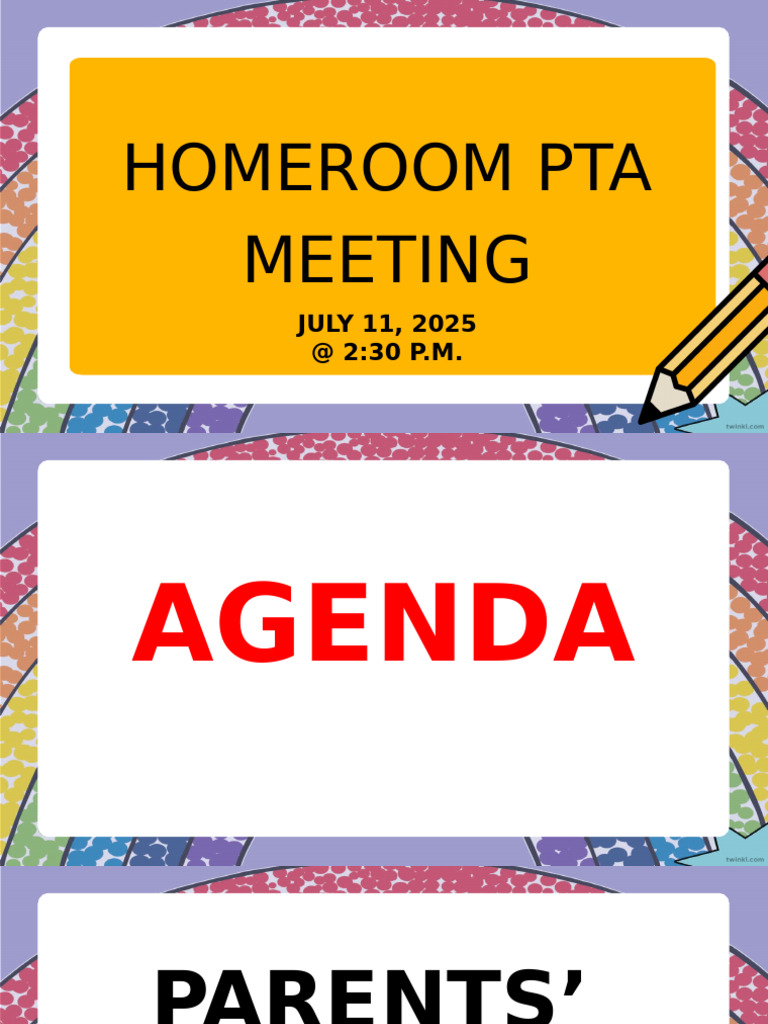 Homeroom PTA Meeting Agenda 2025 | PDF
