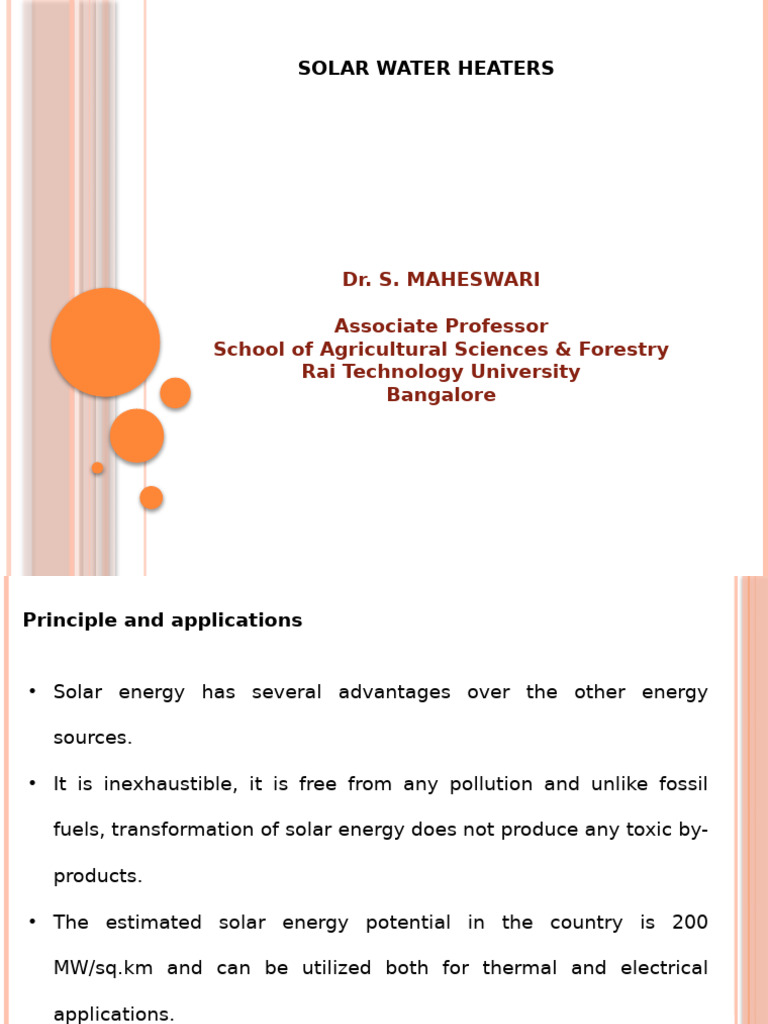 Solar Water Heaters: Principles & Applications | PDF | Solar Energy ...