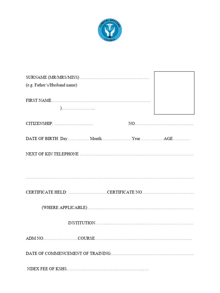 BSC Forms for Clinical Officers Registration | PDF