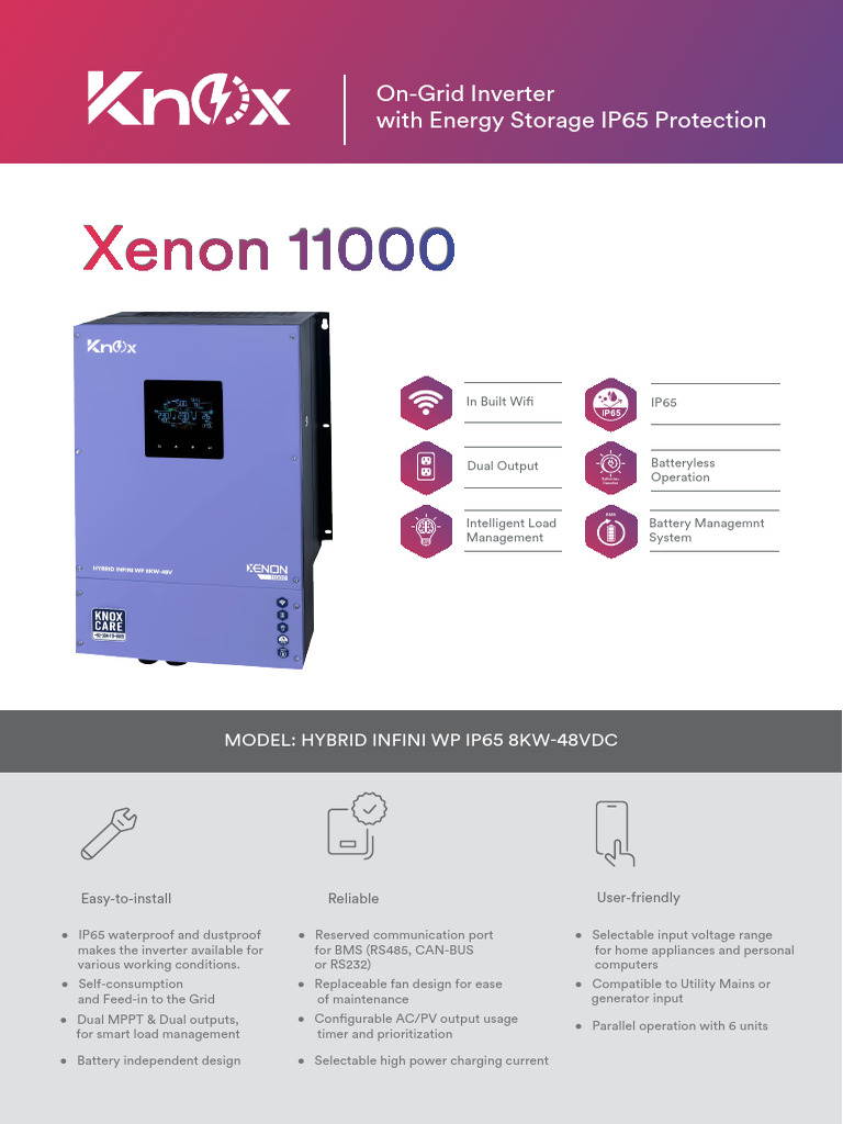 Knox Xenon 8kw PV 11000 Inverter Datasheet | PDF | Power Inverter