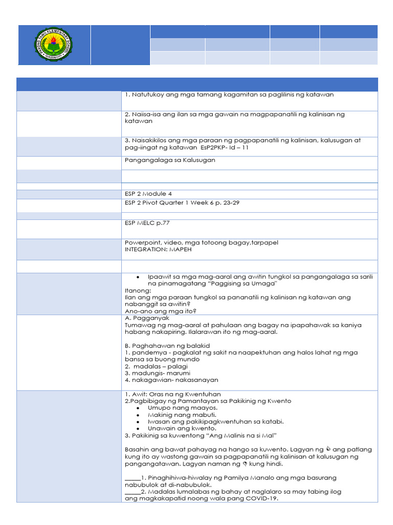 Cot 1 Esp Q1 W6 | PDF