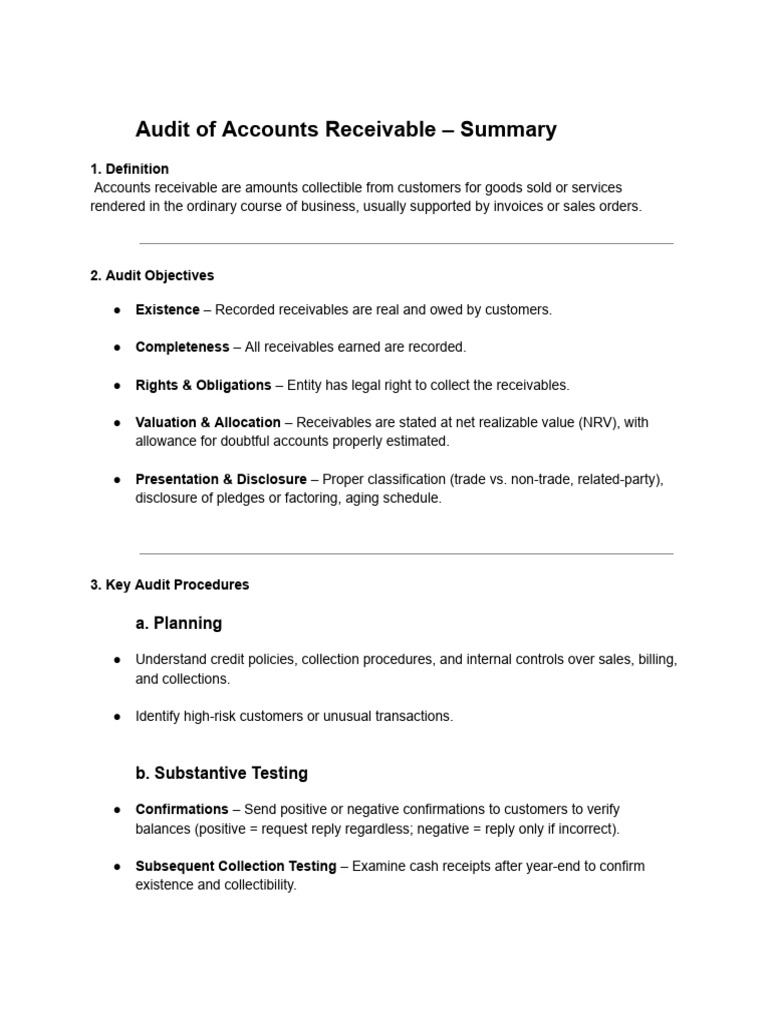 Accounts Receivable Audit Overview | PDF | Audit | Accounting