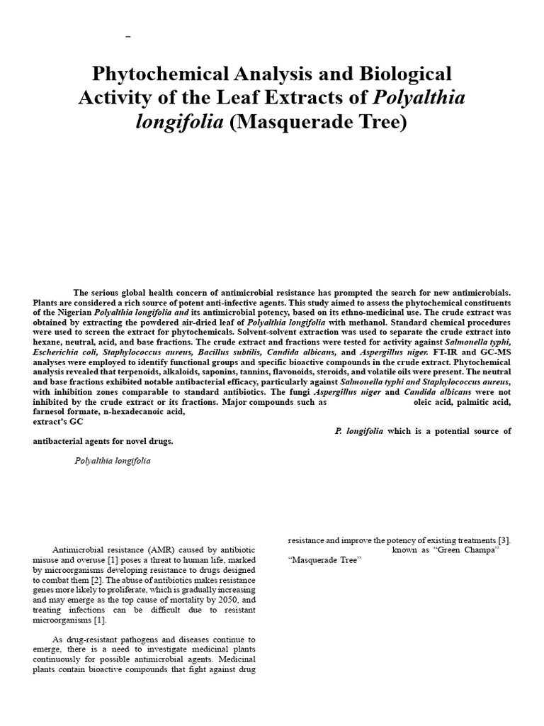 Medicinal Potential of Masquerade Tree Leaves | PDF | Antimicrobial ...
