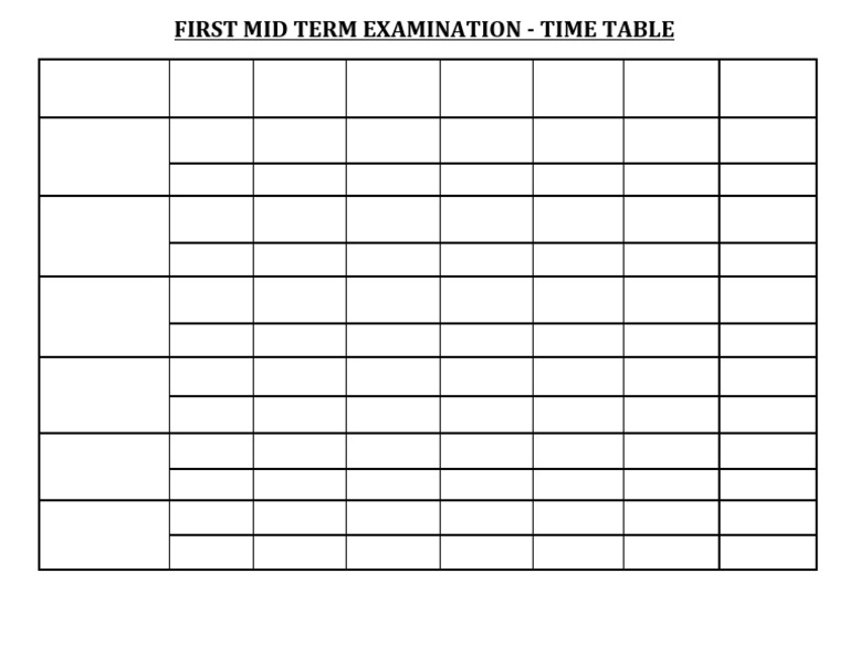 Midterm Exam Time Table 2025 | PDF