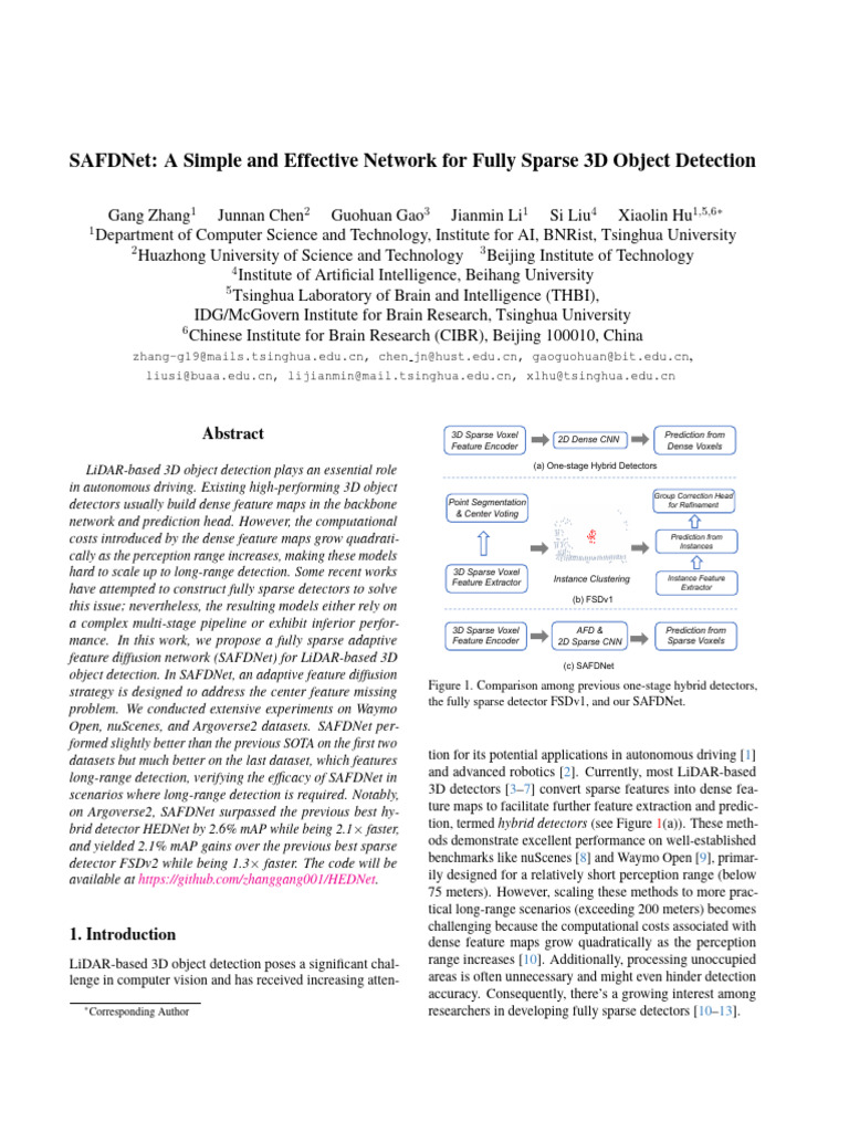 SAFDNet: Efficient 3D Object Detection | PDF