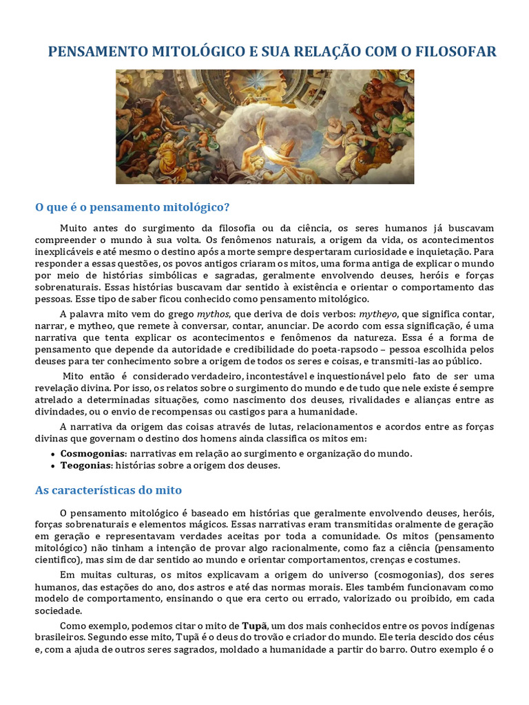 Pensamento Mitológico e Filosofia | PDF | Mitologia grega | Pensamento