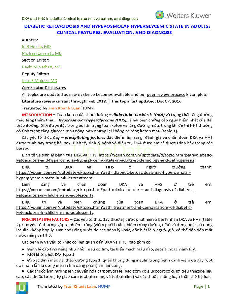 Diabetic Ketoacidosis and Hyperosmolar Hyperglycemic State in Adults ...