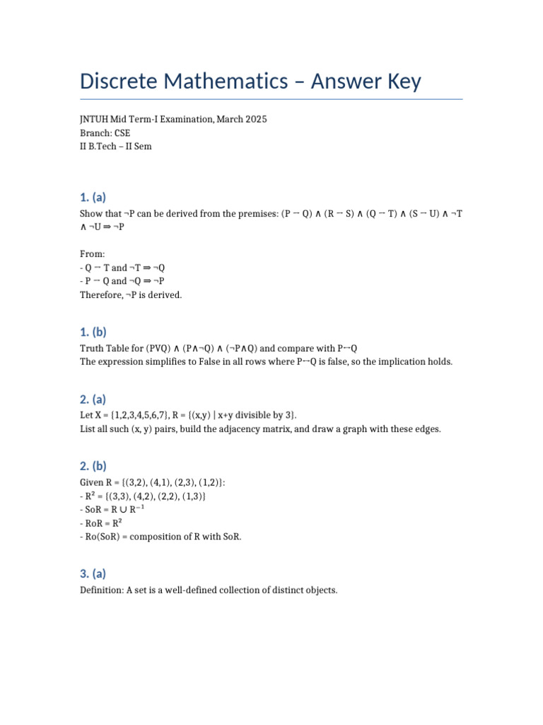Discrete Math Answers | PDF