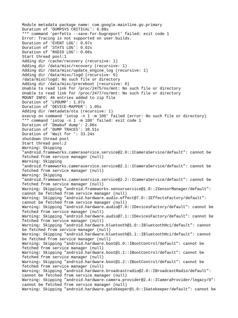 Log Analysis for Module com.google.mainline | PDF | Computer ...