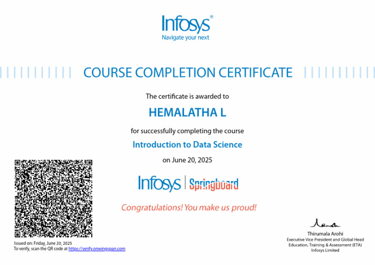 Hemalatha L: Introduction To Data Science | PDF