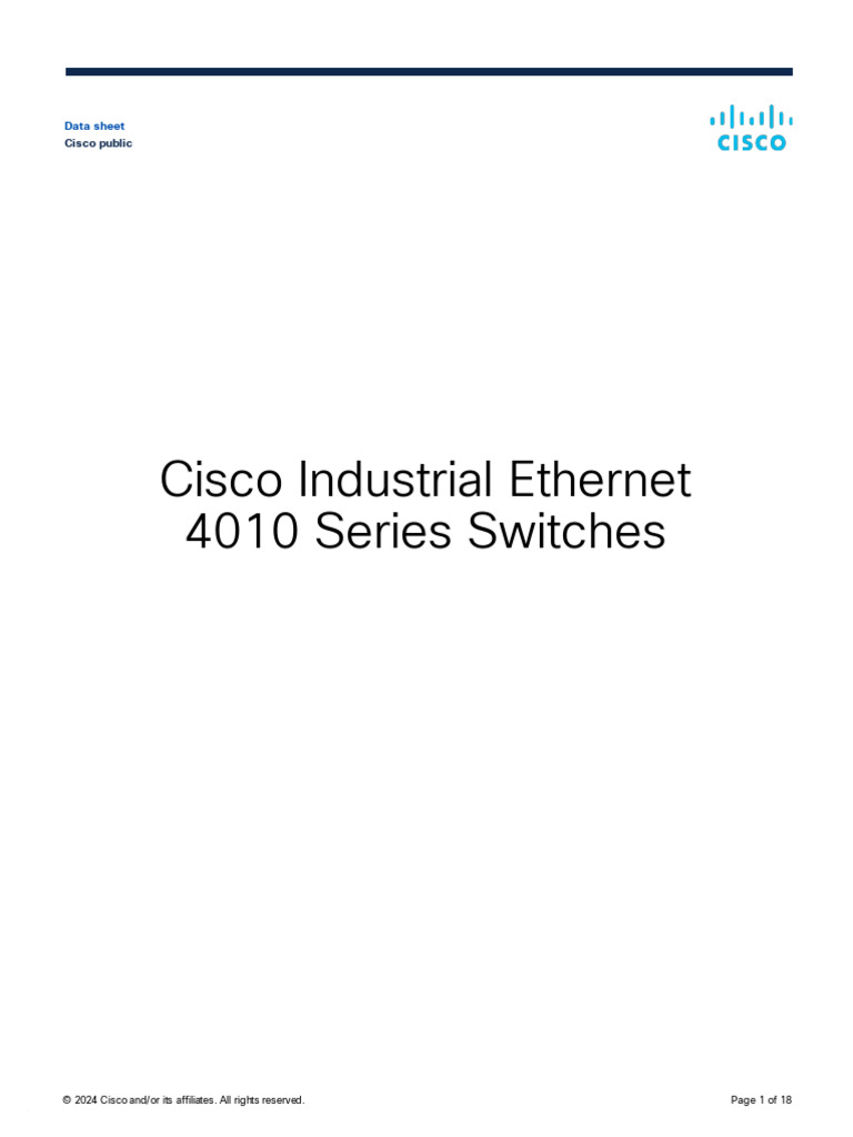 Cisco IE 4010 Series Switches Datasheet | PDF | Ip Address | Network Switch