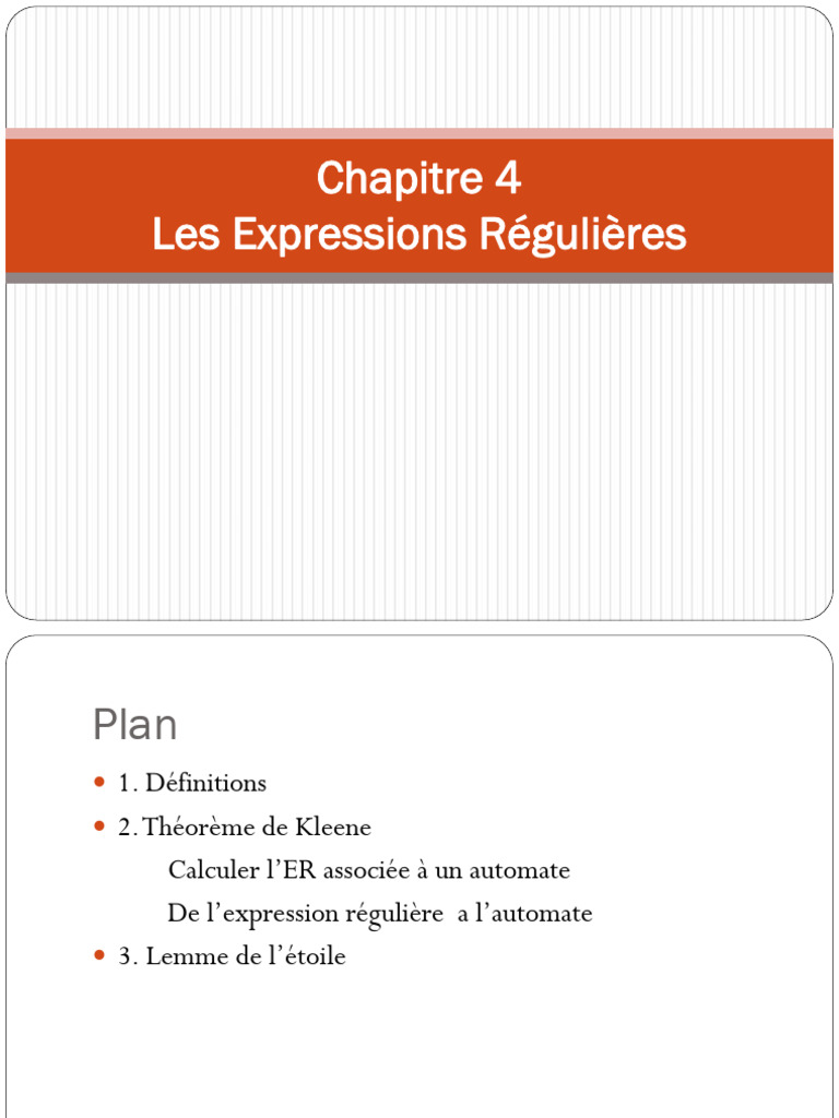 Chapitre 4 Expressions Régulières | PDF | Informatique théorique ...