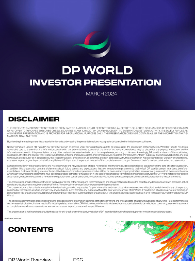 DP World Investor Presentation 2024 | PDF