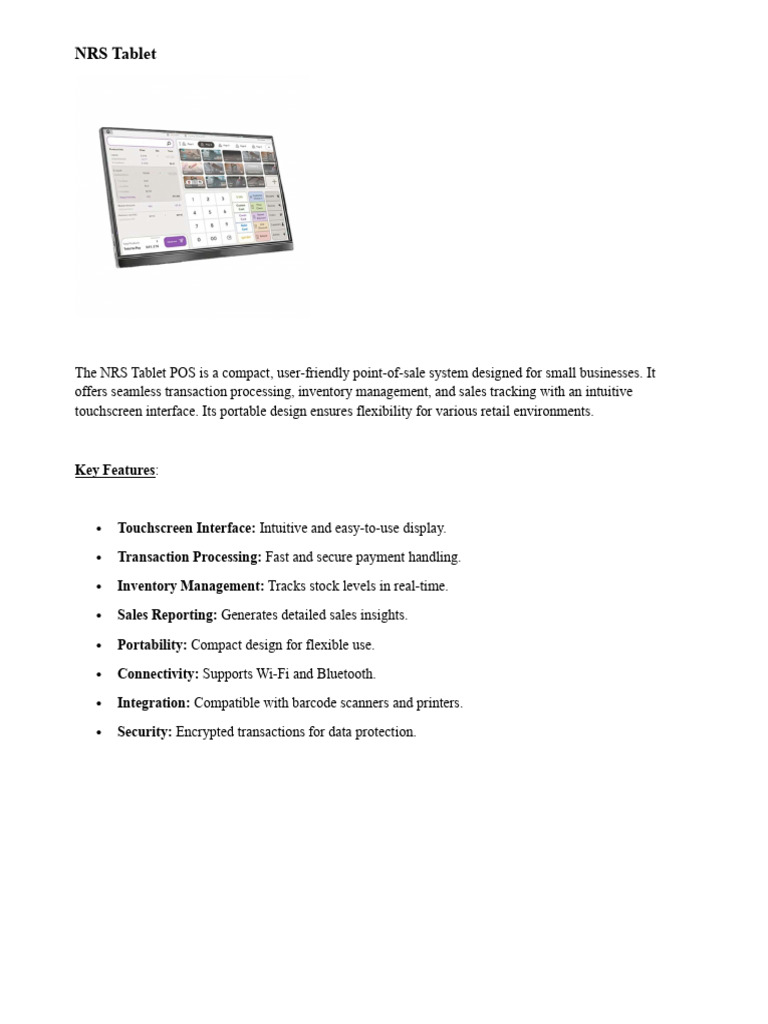 NRS Tablet POS for Small Businesses | PDF