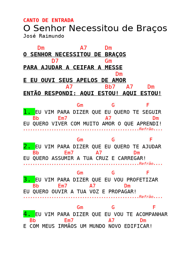 O Senhor Necessitou de Braços | PDF