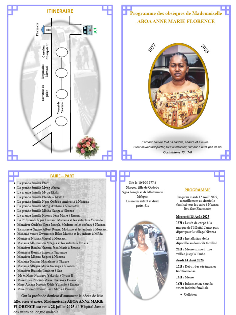 Programme des obsèques d'Aboa Anne Marie | PDF