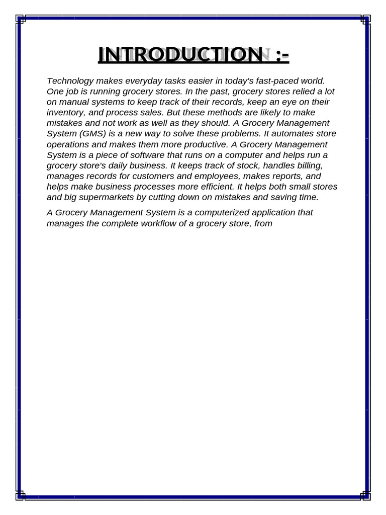 Grocery Management System Overview | PDF | Databases | Inventory