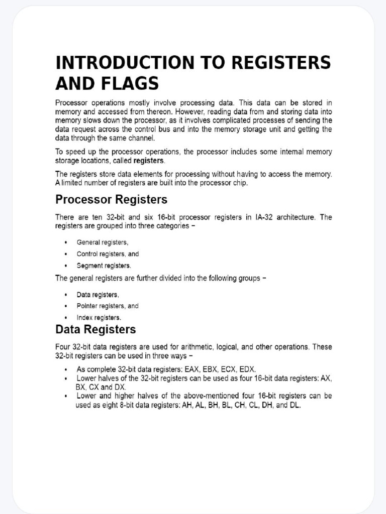 Registers and Flags | PDF