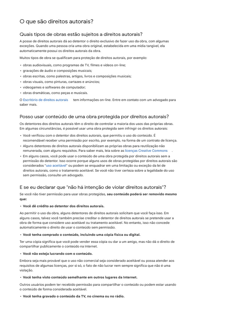 O que são direitos autorais? | PDF | Direitos Autorais | Violação de ...