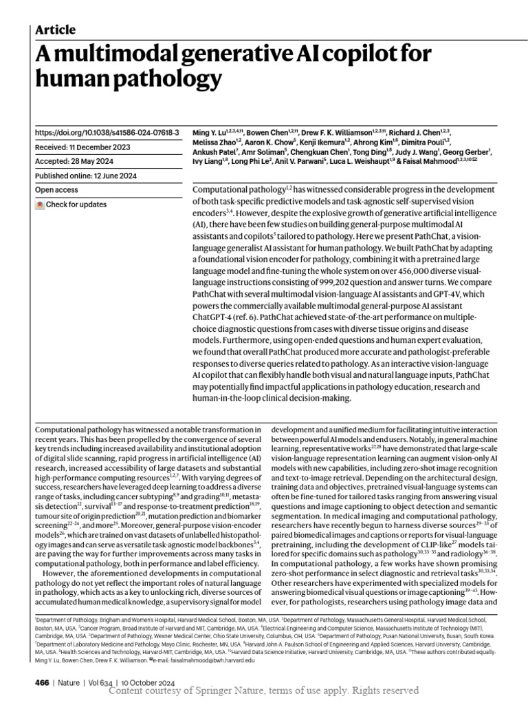 A Multimodal Generative AI Copilot For Human Patho | PDF | Artificial ...