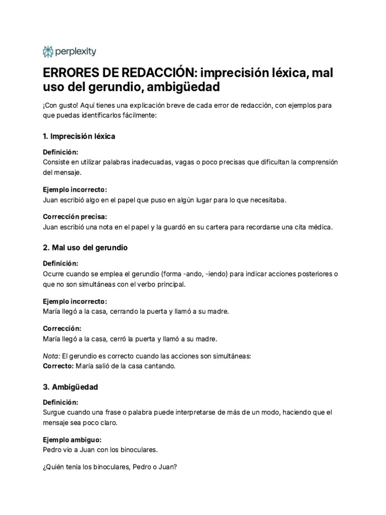 Errores de redacción comunes y correcciones | PDF