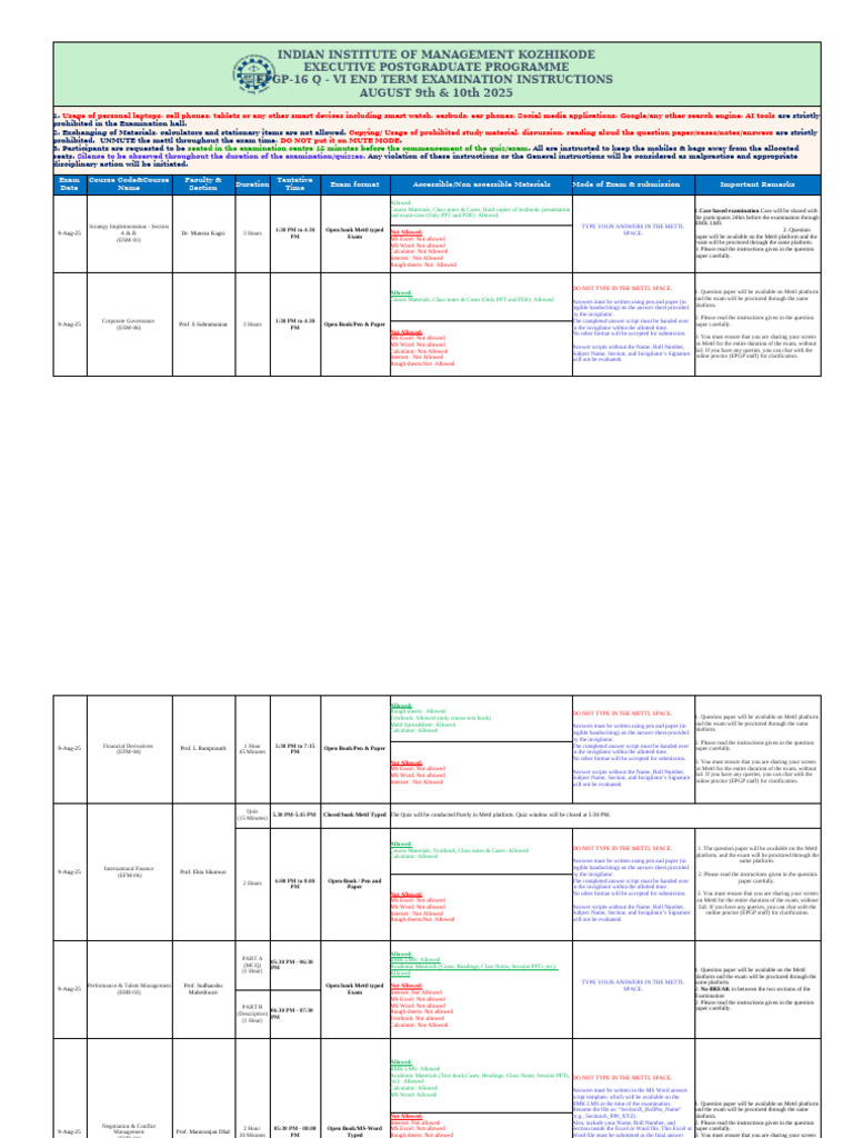 EPGP-16 Exam Instructions for Aug 2025 | PDF | Computing