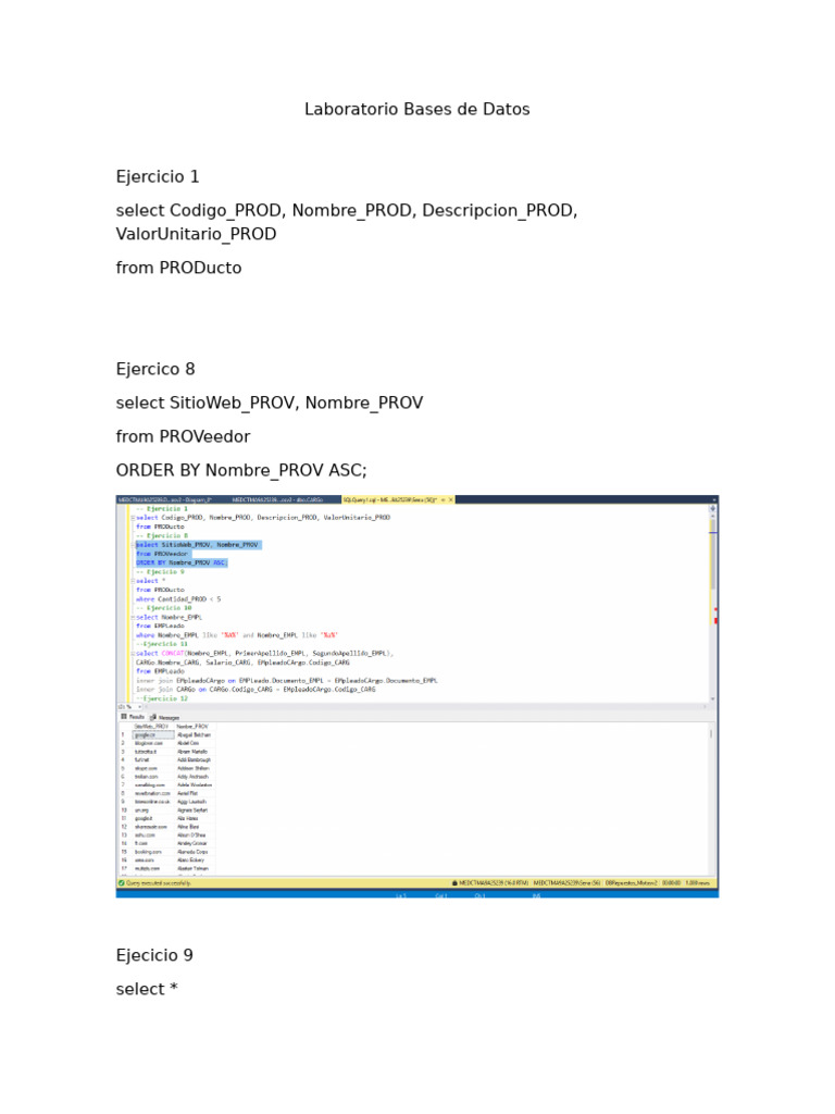 Consultas SQL para Gestión de Datos | PDF