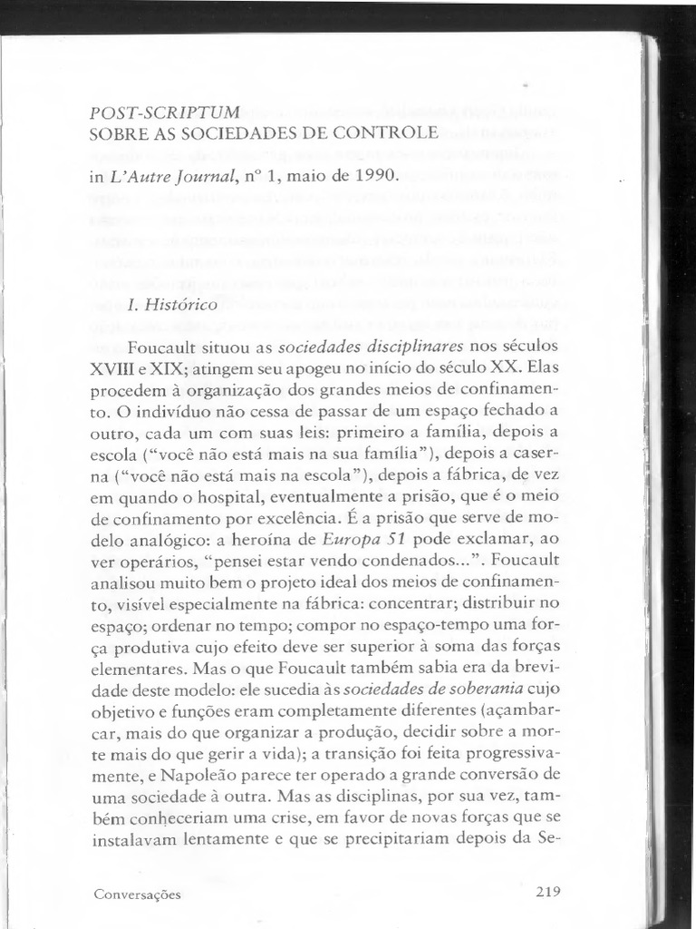 1 - DELEUZE, 1990 - Conversações - Post-Scriptum Sobre As Sociedades de ...