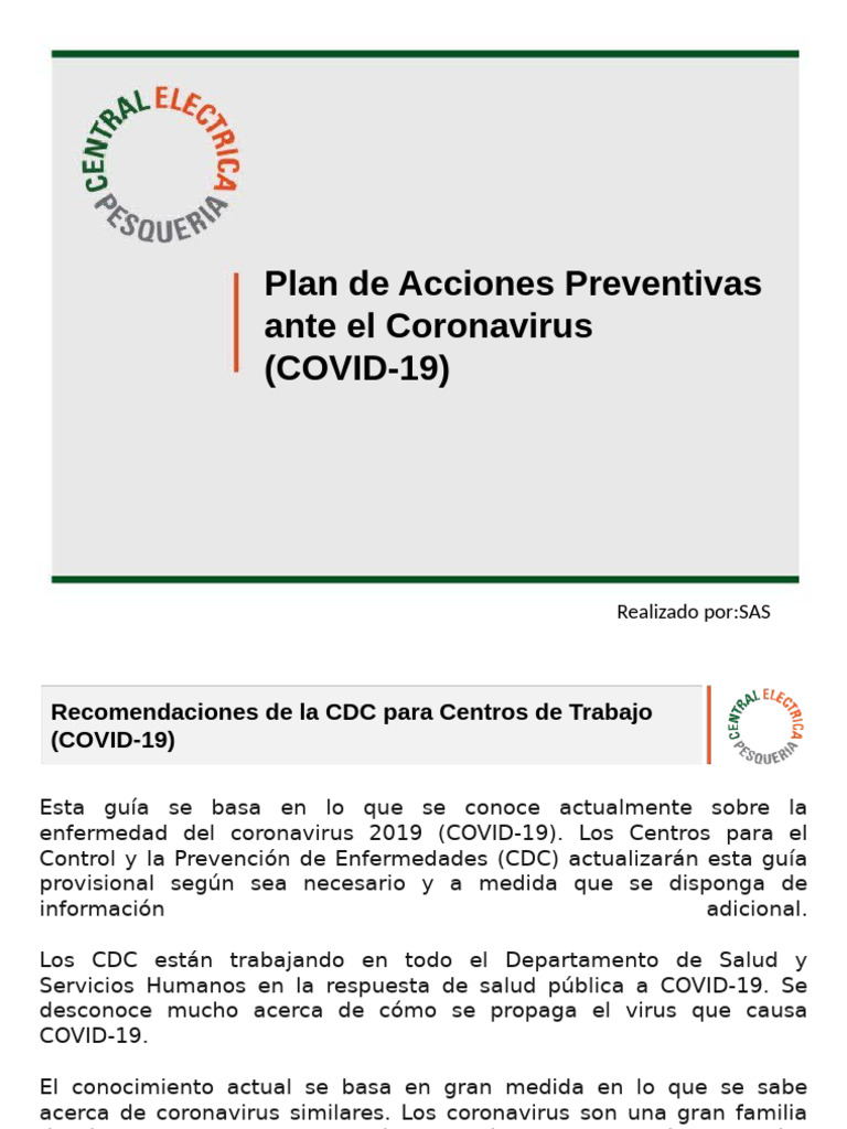 Plan de Acciones Preventivas Ante Coronavirus Covid-19 Rev01 | PDF ...