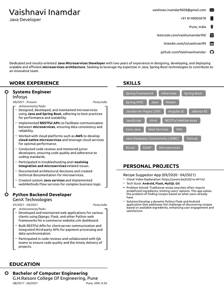 Vaishnavi Inamdar+Barclays | PDF | Java (Programming Language) | Spring ...